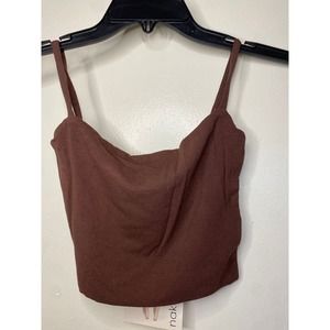 Naked Wardrobe Women's Tank Thin Strap Crop Top size XS Chocolate